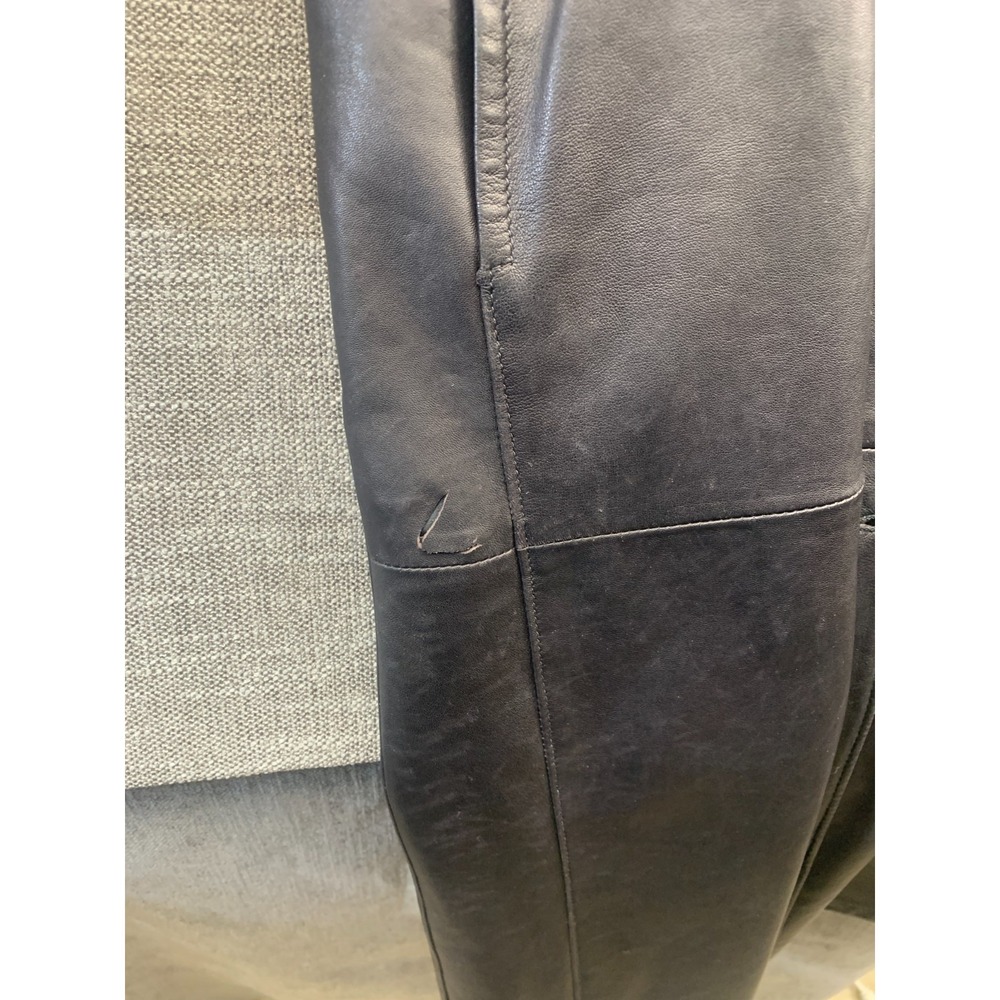 Vintage Reed Sportswear Trench Coat Womens Black Leather Flap Detail Made in USA - Picture 11 of 16